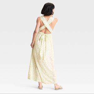 NWT Women's Maxi Open Back Sundress - A New Day™ Cream Print, Size Small